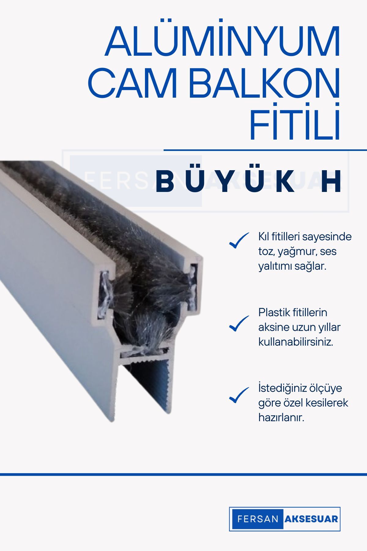 8 MM BÜYÜK H ALÜMİNYUM CAM BALKON FİTİLİ